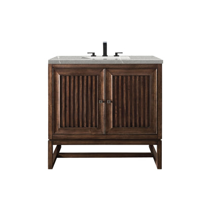 James Martin Vanities Athens 36" Mid Century Acacia Single Vanity Cabinet With 3 cm Eternal Serena Top