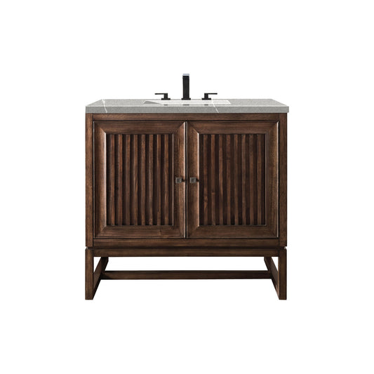 James Martin Vanities Athens 36" Mid Century Acacia Single Vanity Cabinet With 3 cm Eternal Serena Top