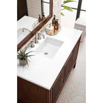 James Martin Vanities Athens 48" Glossy White Single Vanity Cabinet With 3cm White Zeus Quartz Top