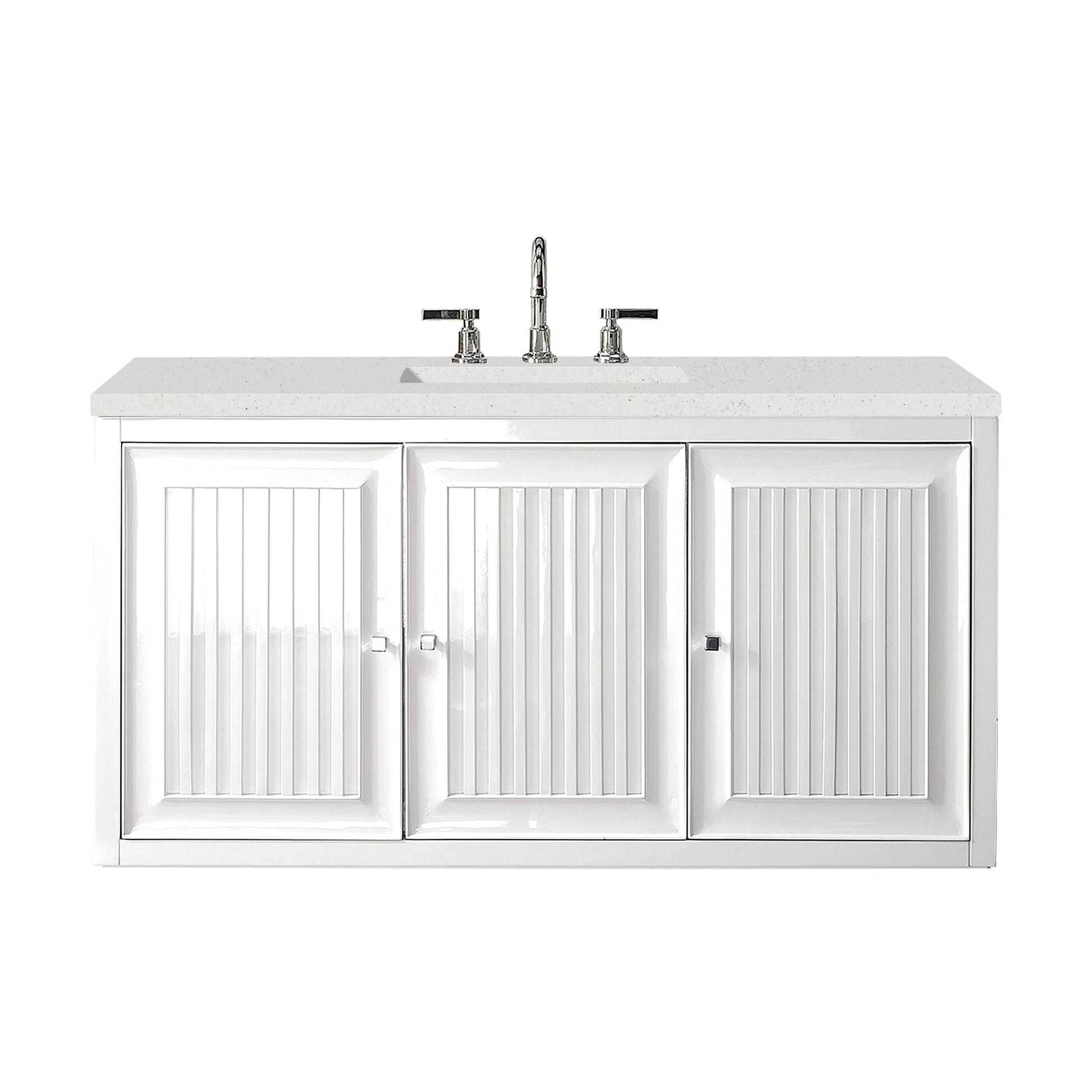 James Martin Vanities Athens 48" Glossy White Single Vanity With 3 cm Lime Delight Quartz Top