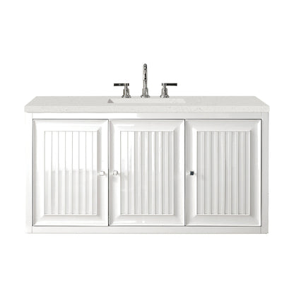 James Martin Vanities Athens 48" Glossy White Single Vanity With 3 cm Lime Delight Quartz Top