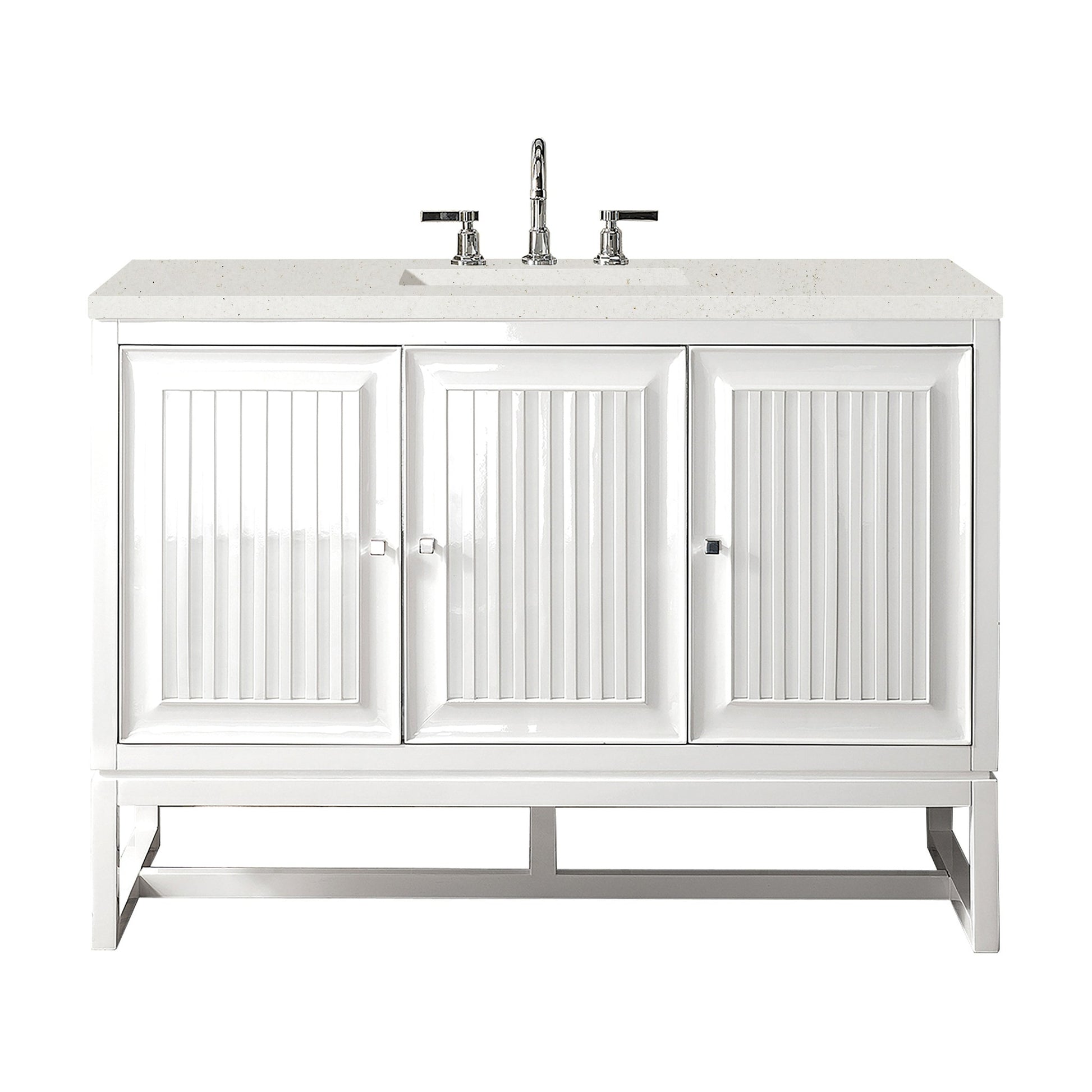 James Martin Vanities Athens 48" Glossy White Single Vanity With 3 cm Lime Delight Quartz Top