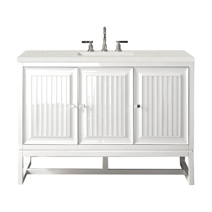 James Martin Vanities Athens 48" Glossy White Single Vanity With 3 cm Lime Delight Quartz Top