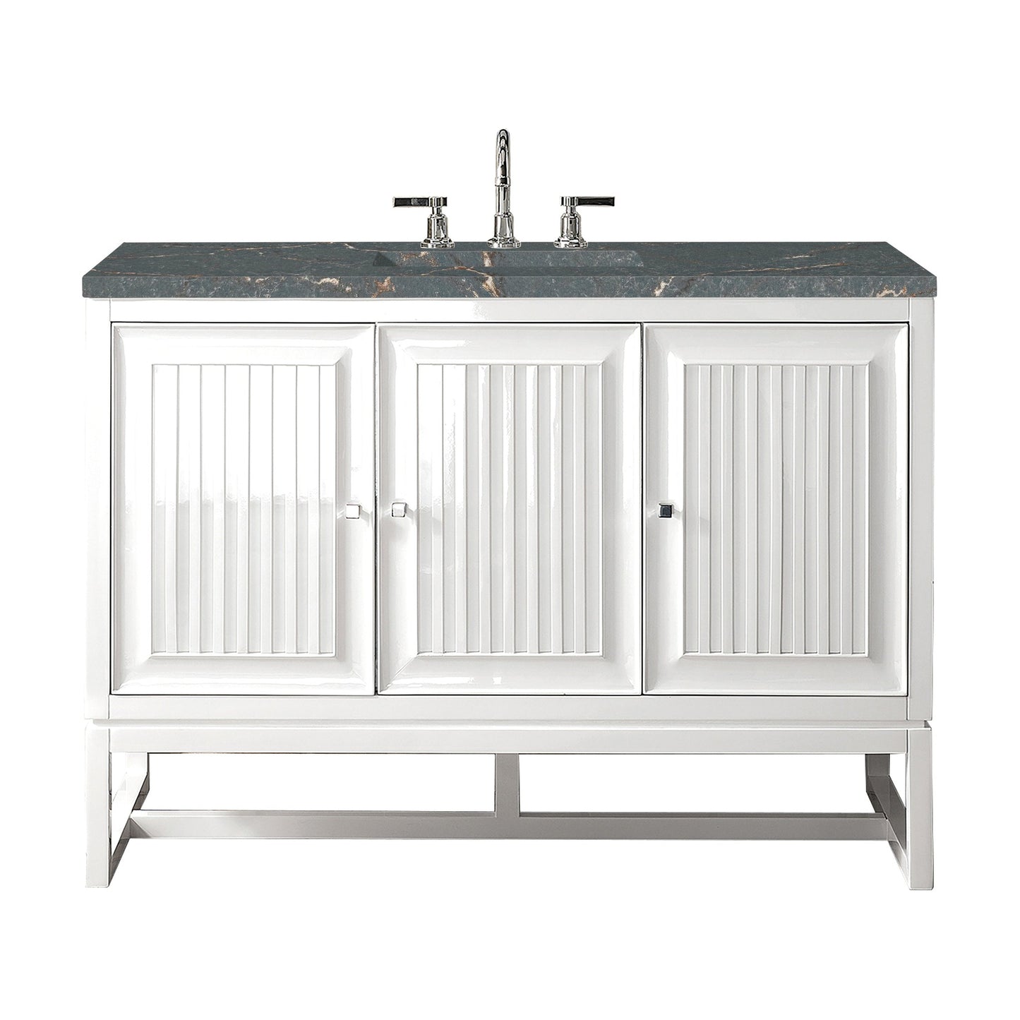 James Martin Vanities Athens 48" Glossy White Single Vanity With 3 cm Parisien Bleu Quartz Top