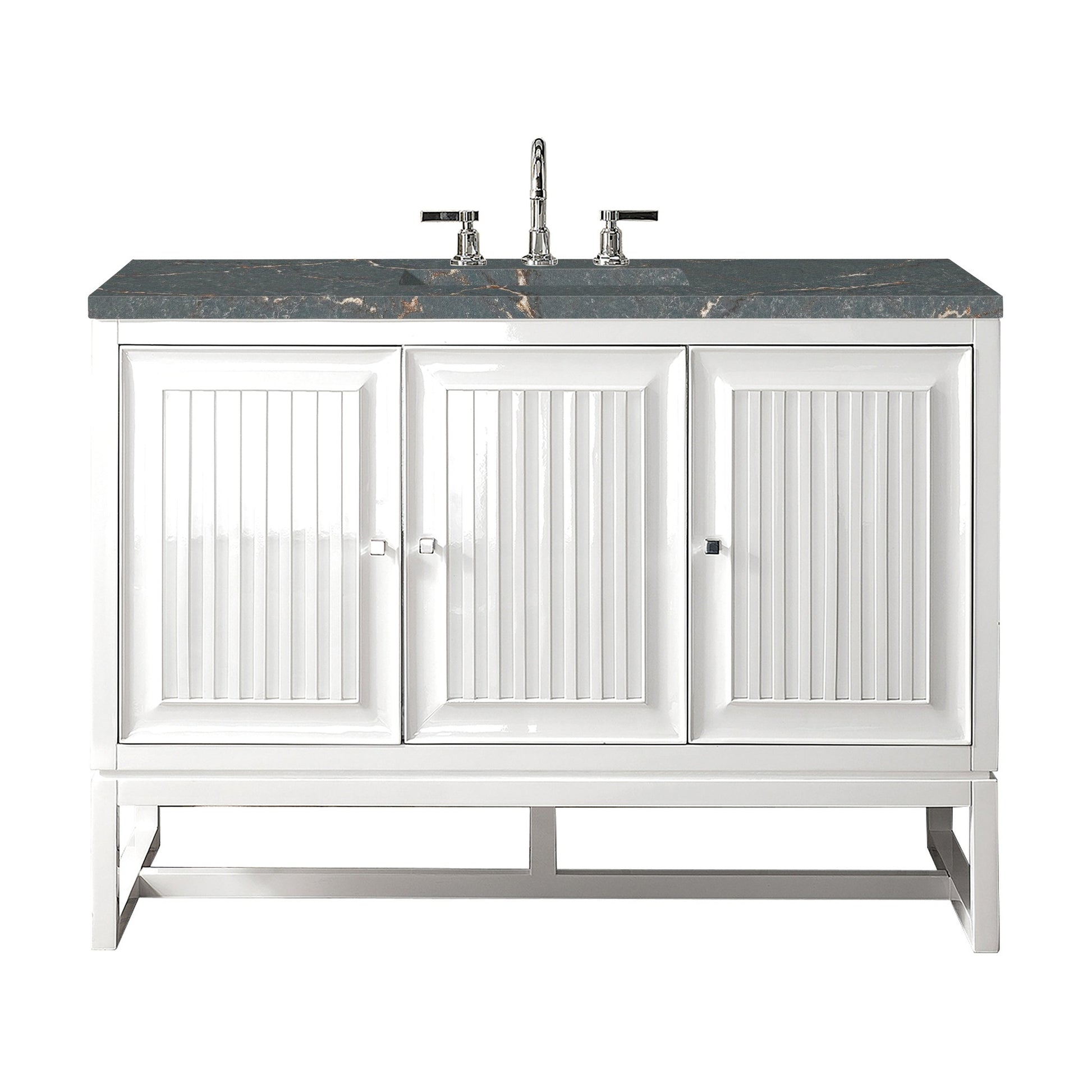 James Martin Vanities Athens 48" Glossy White Single Vanity With 3 cm Parisien Bleu Quartz Top