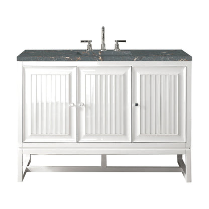 James Martin Vanities Athens 48" Glossy White Single Vanity With 3 cm Parisien Bleu Quartz Top