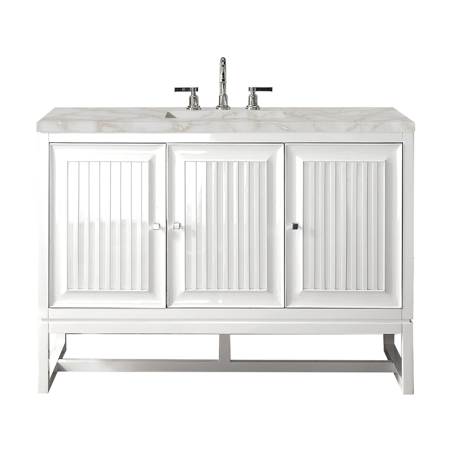 James Martin Vanities Athens 48" Glossy White Single Vanity With 3 cm Victorian Silver Quartz Top