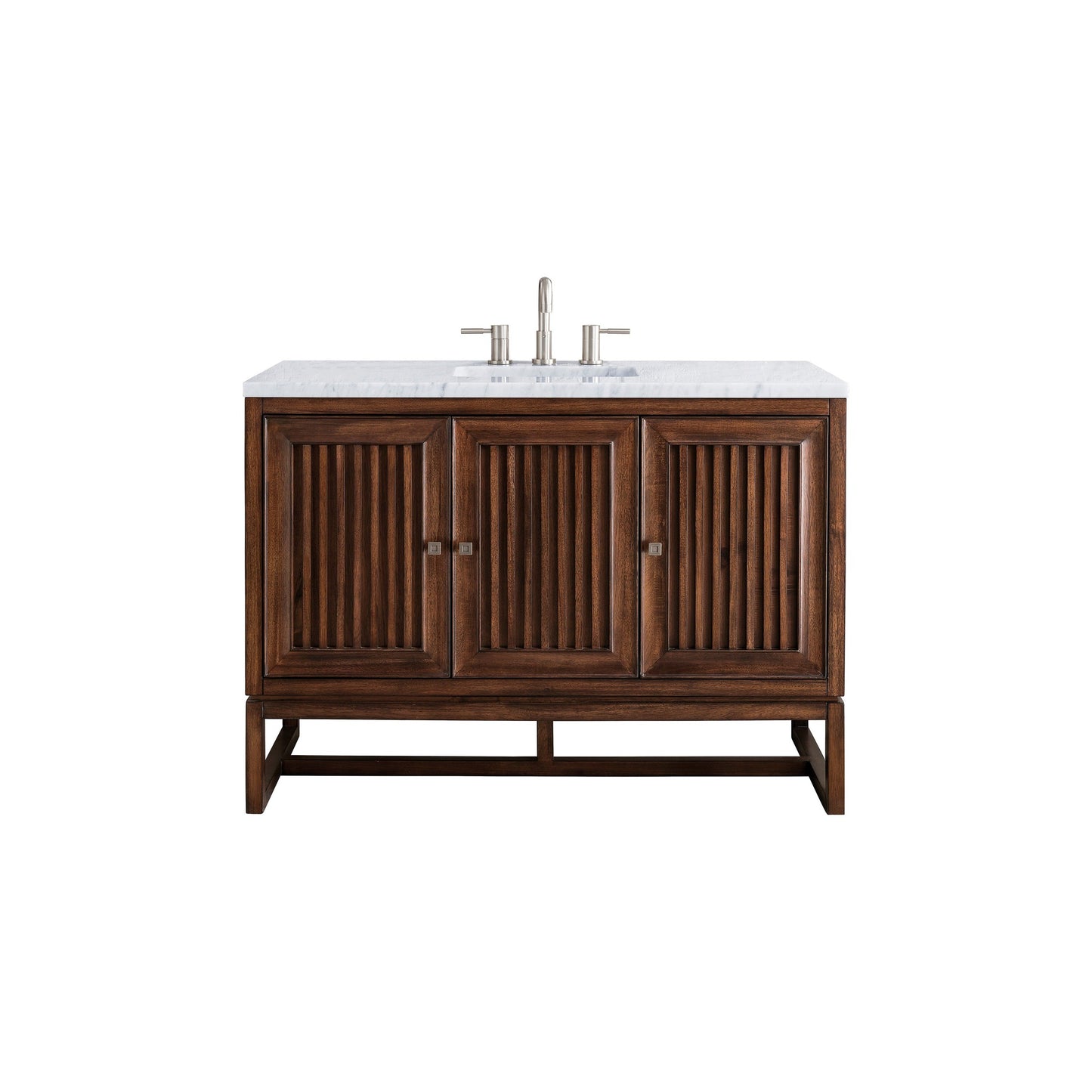 James Martin Vanities Athens 48" Mid Century Acacia Single Vanity Cabinet With 3 cm Arctic Fall Solid Surface Countertop
