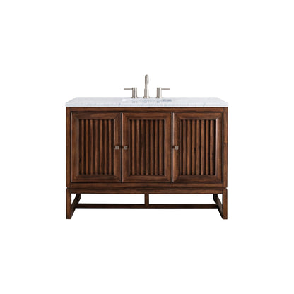 James Martin Vanities Athens 48" Mid Century Acacia Single Vanity Cabinet With 3 cm Arctic Fall Solid Surface Countertop