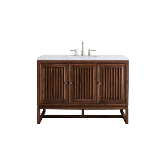 James Martin Vanities Athens 48" Mid Century Acacia Single Vanity Cabinet With 3 cm Arctic Fall Solid Surface Countertop