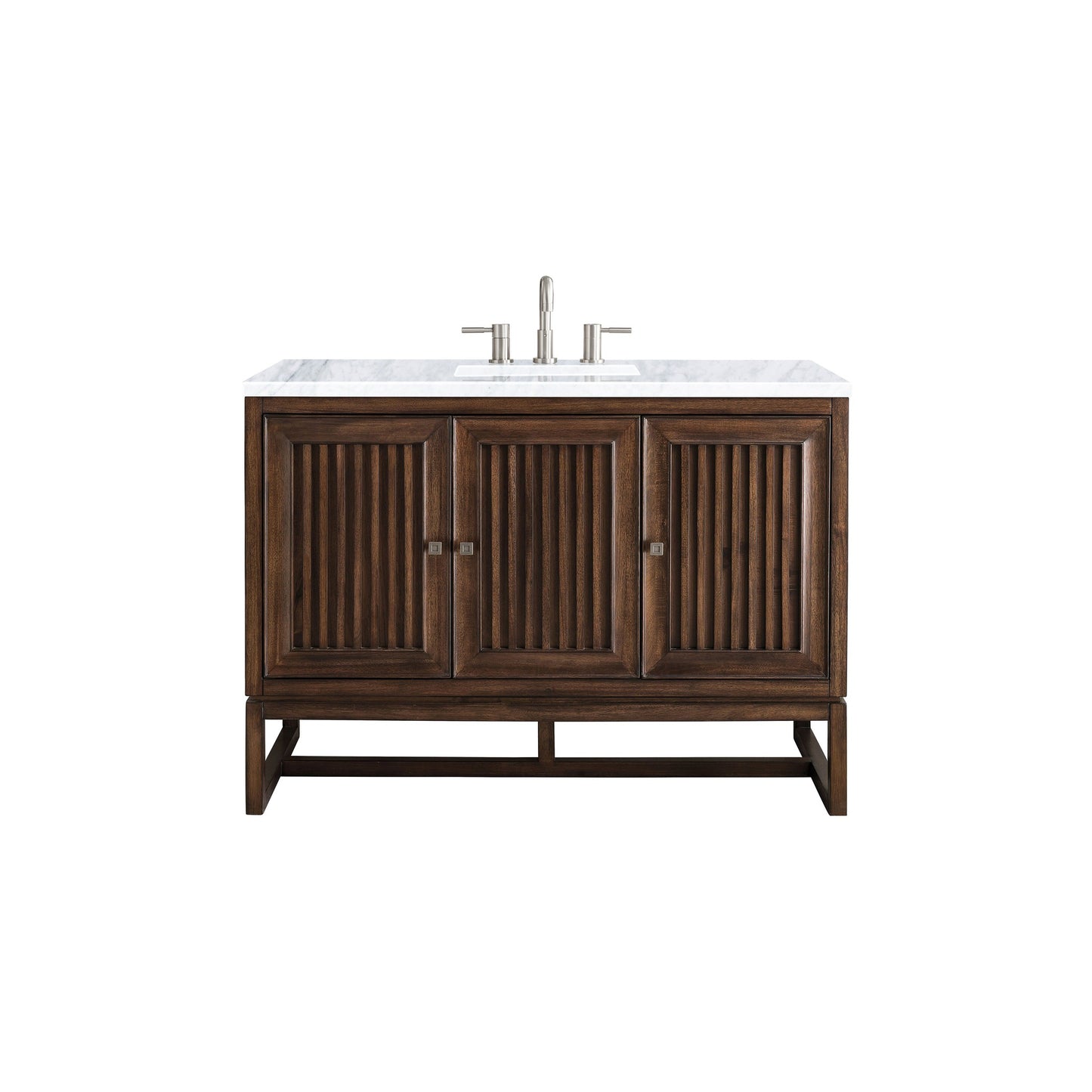 James Martin Vanities Athens 48" Mid Century Acacia Single Vanity Cabinet With 3 cm Carrara White Top