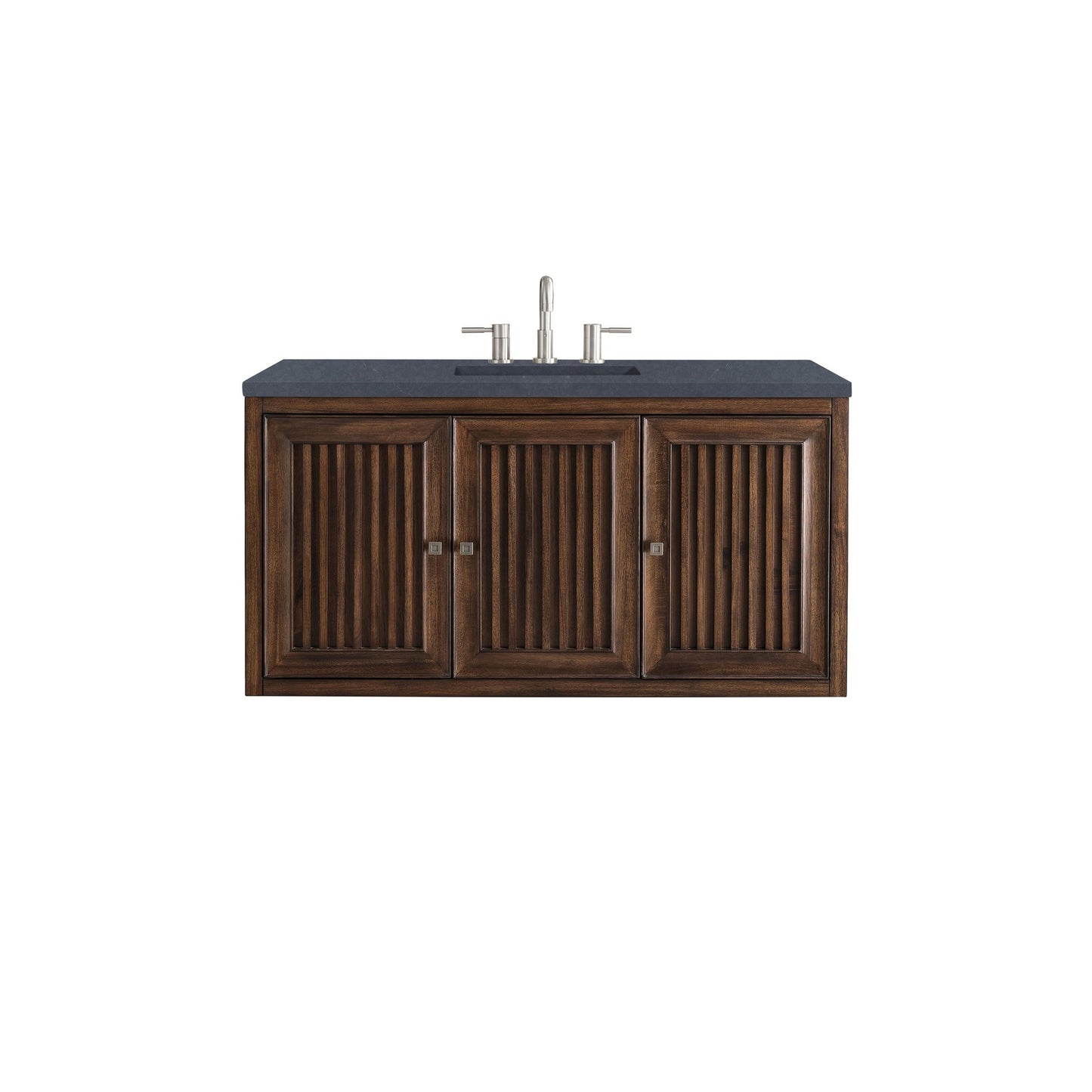 James Martin Vanities Athens 48" Mid Century Acacia Single Vanity Cabinet With 3 cm Charcoal Soapstone Quartz Top