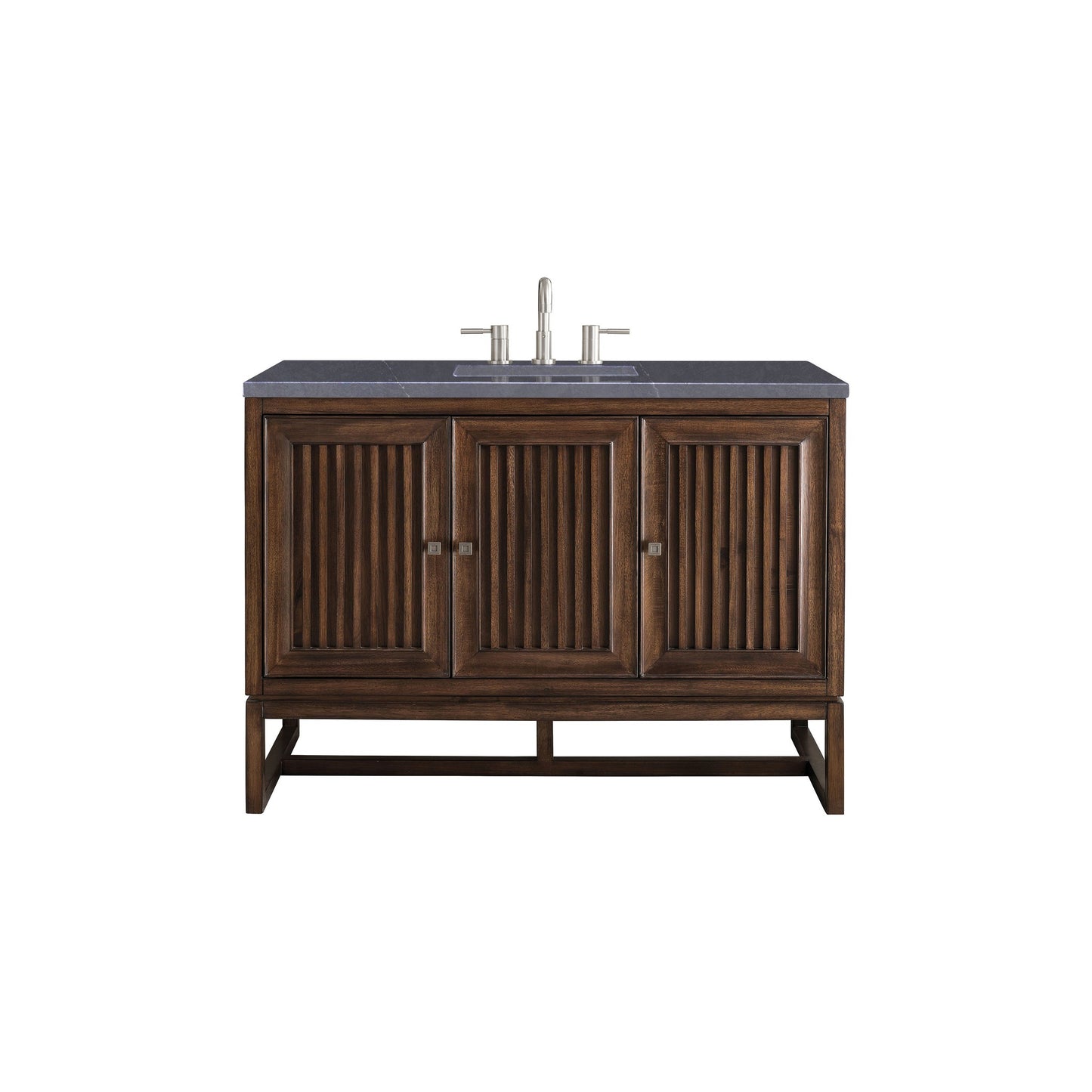 James Martin Vanities Athens 48" Mid Century Acacia Single Vanity Cabinet With 3 cm Charcoal Soapstone Quartz Top