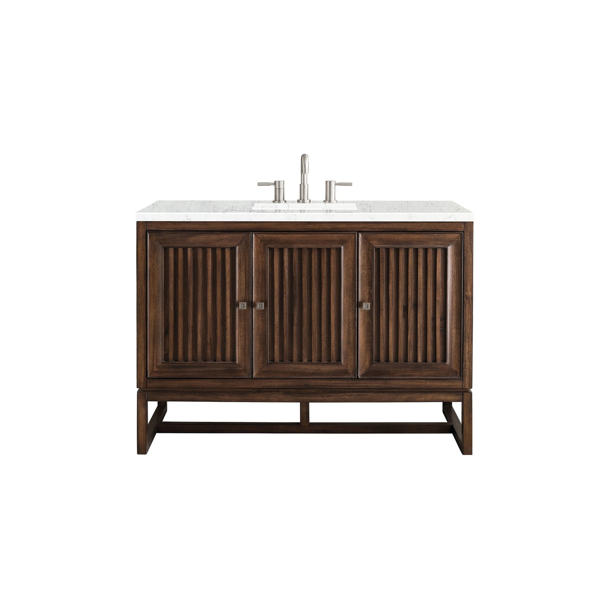 James Martin Vanities Athens 48" Mid Century Acacia Single Vanity Cabinet With 3 cm Eternal Jasmine Pearl Quartz Top