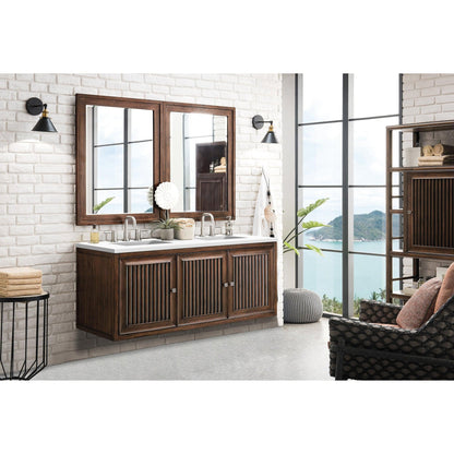 James Martin Vanities Athens 60" Glossy White Double Vanity Cabinet With 3cm White Zeus Quartz Top