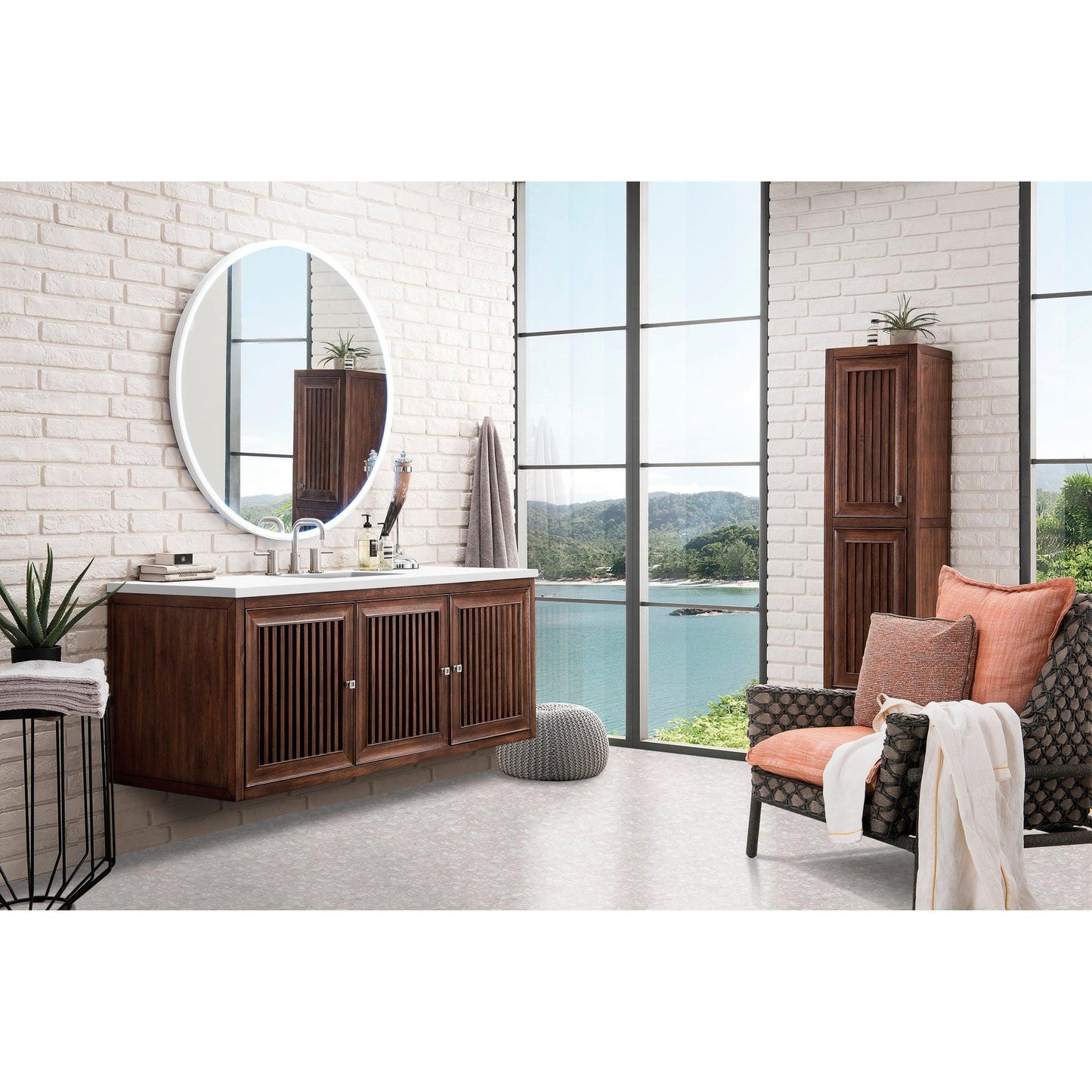 James Martin Vanities Athens 60" Glossy White Single Vanity Cabinet With 3cm White Zeus Quartz Top