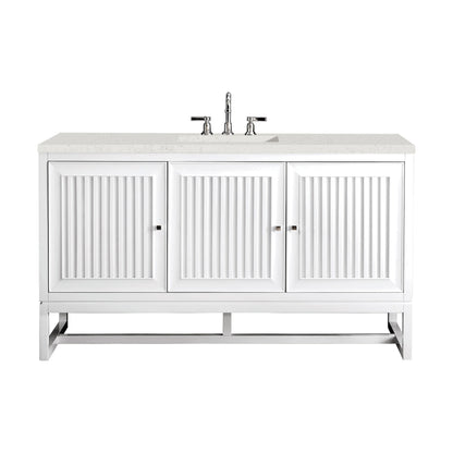 James Martin Vanities Athens 60" Glossy White Single Vanity With 3 cm Lime Delight Quartz Top