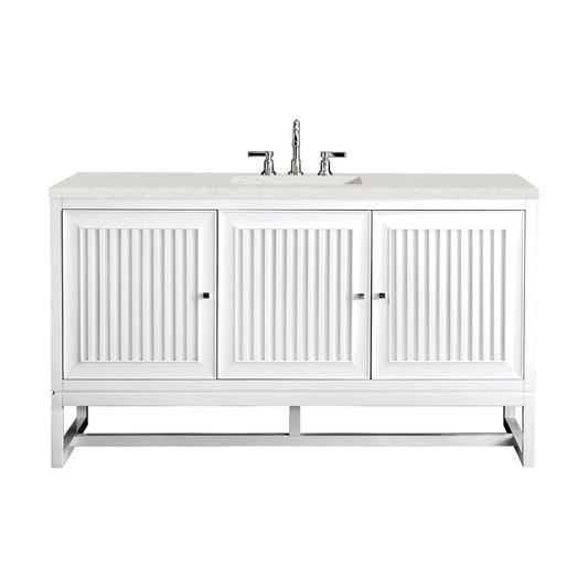 James Martin Vanities Athens 60" Glossy White Single Vanity With 3 cm Lime Delight Quartz Top