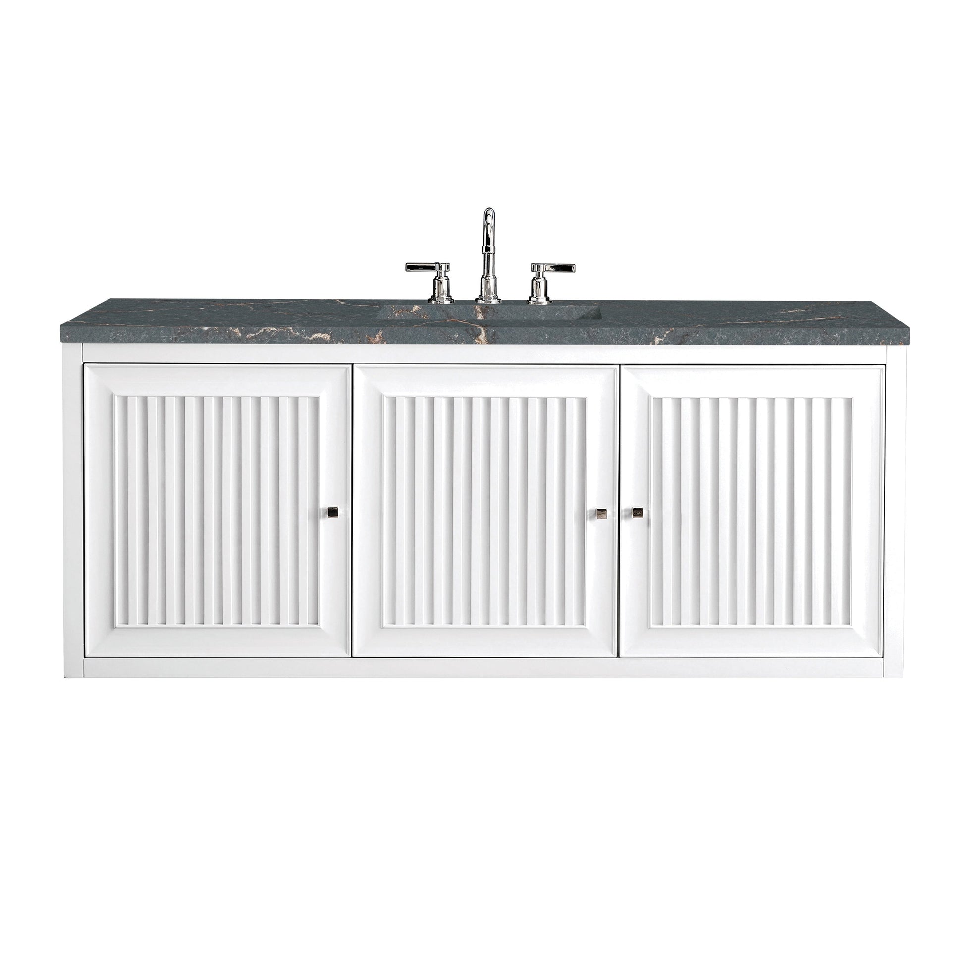 James Martin Vanities Athens 60" Glossy White Single Vanity With 3 cm Parisien Bleu Quartz Top