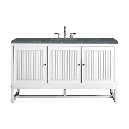 James Martin Vanities Athens 60" Glossy White Single Vanity With 3 cm Parisien Bleu Quartz Top