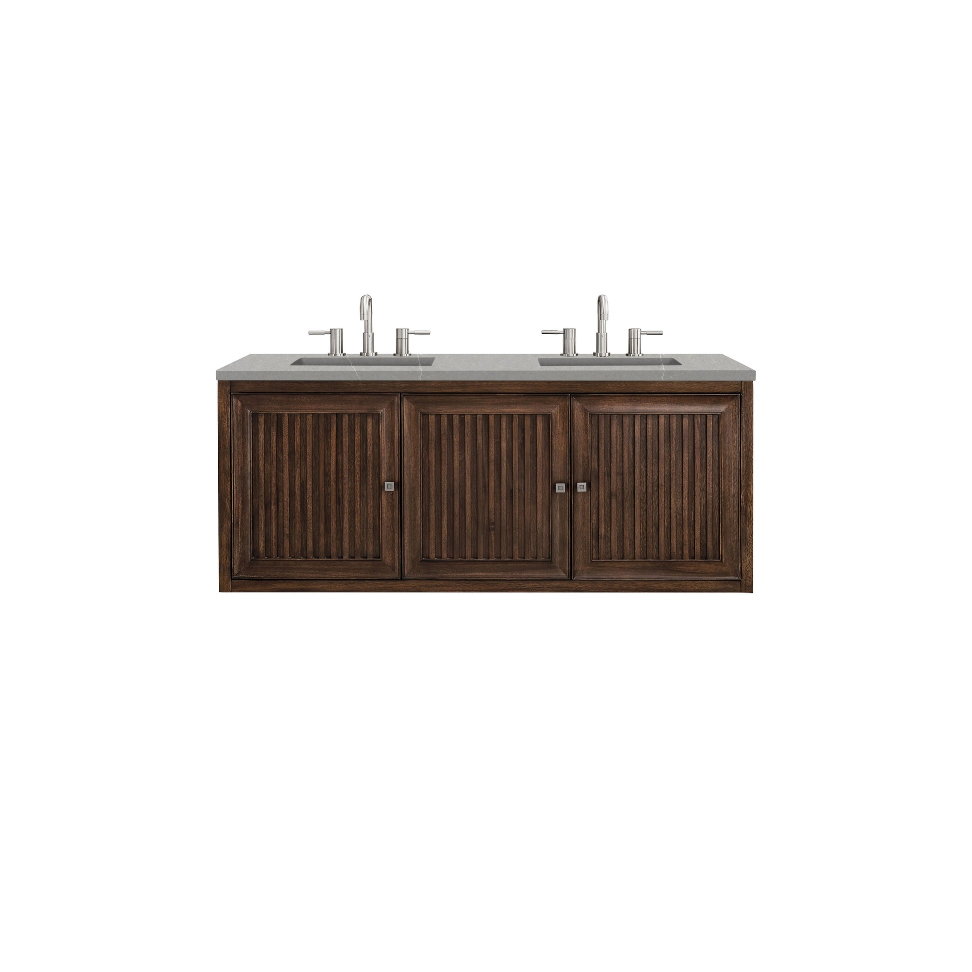 James Martin Vanities Athens 60" Mid Century Acacia Double Vanity Cabinet With 3 cm Eternal Serena Top