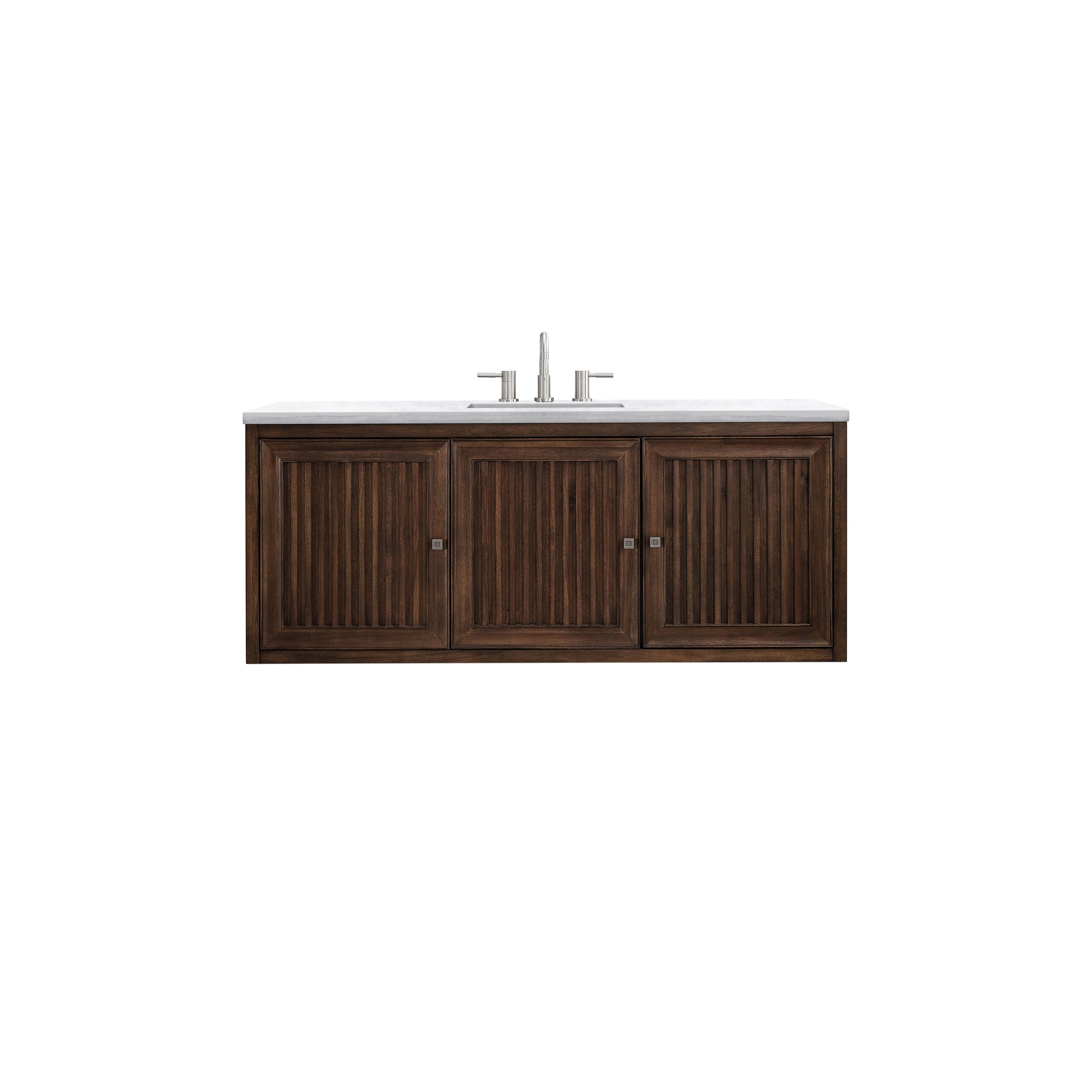 James Martin Vanities Athens 60" Mid Century Acacia Single Vanity Cabinet With 3 cm Arctic Fall Solid Surface Countertop