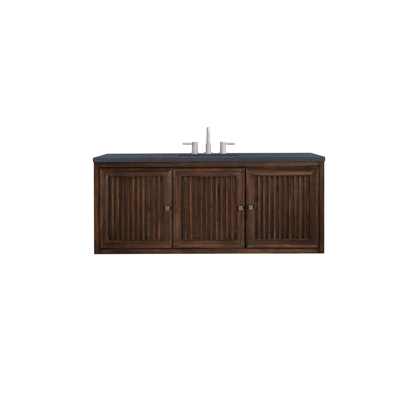 James Martin Vanities Athens 60" Mid Century Acacia Single Vanity Cabinet With 3 cm Charcoal Soapstone Quartz Top