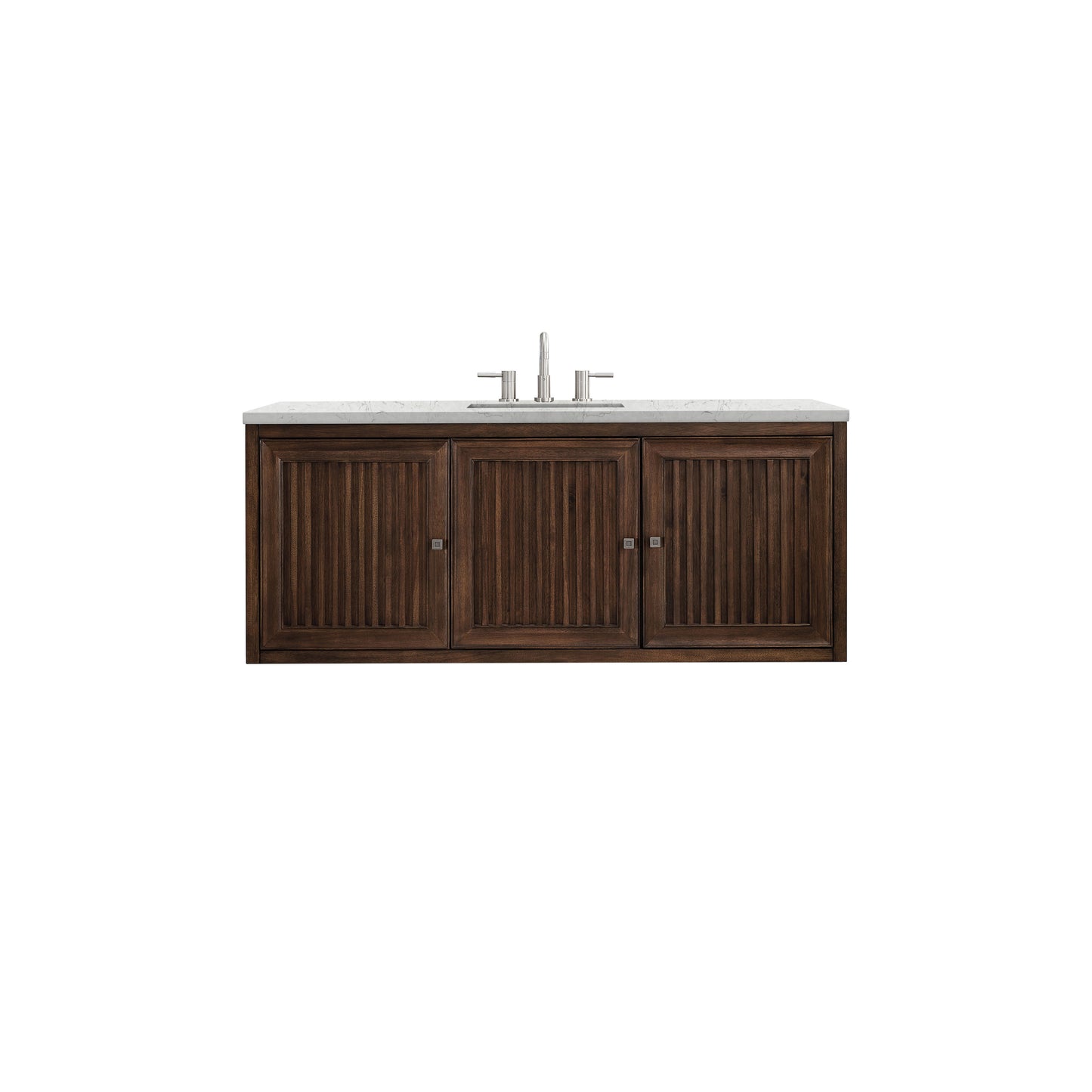 James Martin Vanities Athens 60" Mid Century Acacia Single Vanity Cabinet With 3 cm Eternal Jasmine Pearl Quartz Top