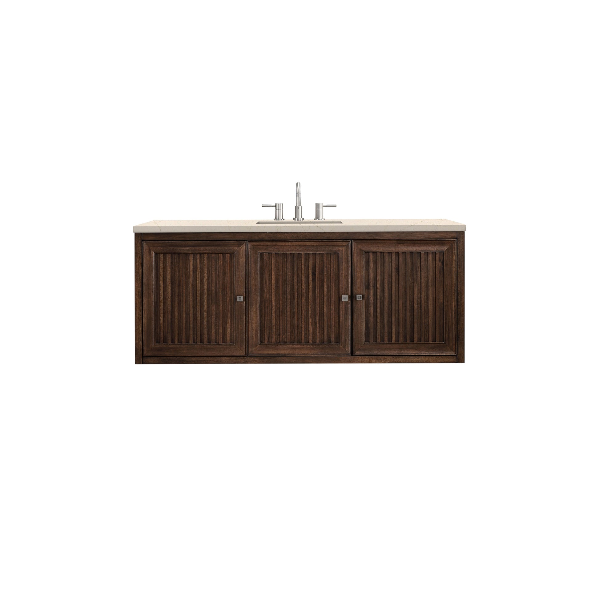 James Martin Vanities Athens 60" Mid Century Acacia Single Vanity Cabinet With 3 cm Eternal Marfil Top