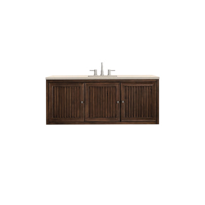 James Martin Vanities Athens 60" Mid Century Acacia Single Vanity Cabinet With 3 cm Eternal Marfil Top