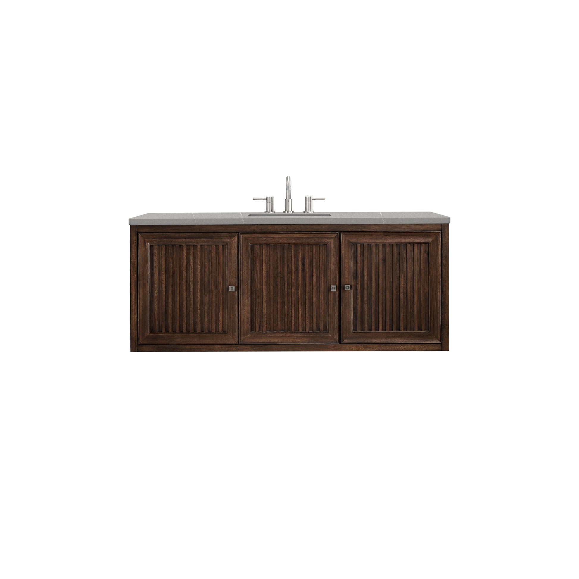 James Martin Vanities Athens 60" Mid Century Acacia Single Vanity Cabinet With 3 cm Eternal Serena Top