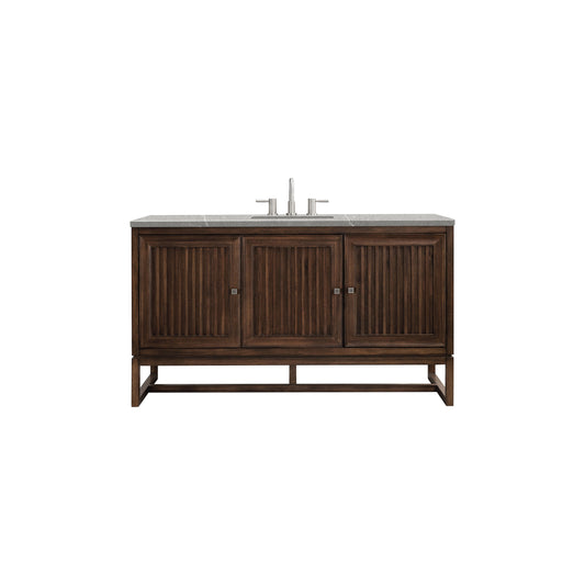 James Martin Vanities Athens 60" Mid Century Acacia Single Vanity Cabinet With 3 cm Eternal Serena Top