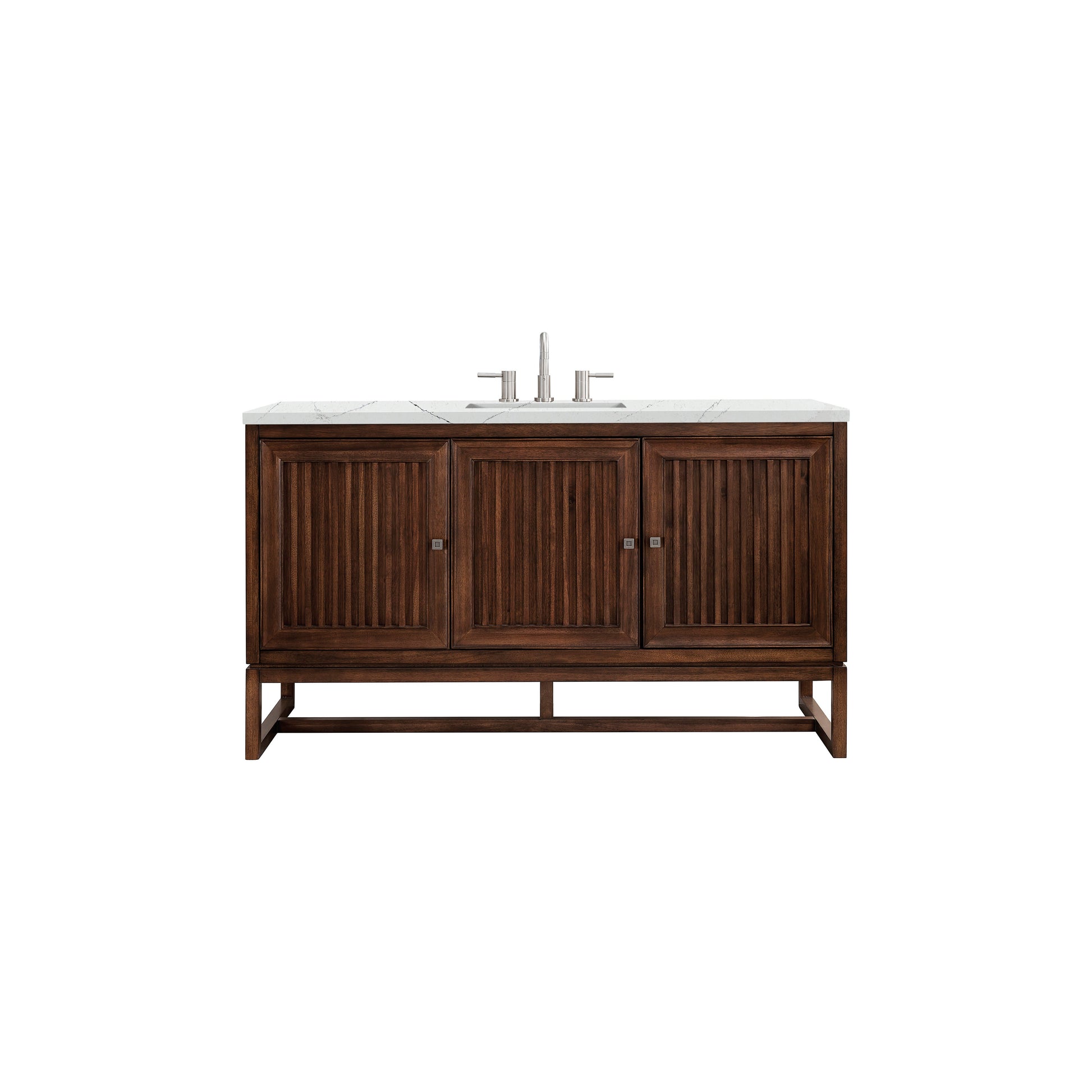 James Martin Vanities Athens 60" Mid Century Acacia Single Vanity Cabinet With 3 cm Ethereal Noctis Top