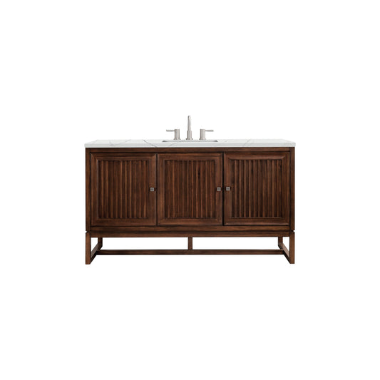 James Martin Vanities Athens 60" Mid Century Acacia Single Vanity Cabinet With 3 cm Ethereal Noctis Top