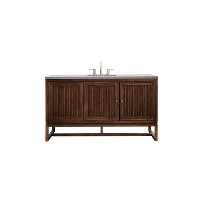 James Martin Vanities Athens 60" Mid Century Acacia Single Vanity Cabinet With 3 cm Grey Expo Quartz Top