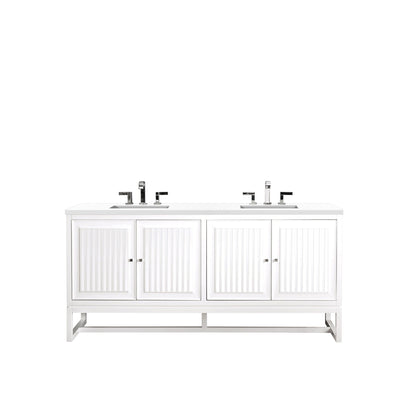 James Martin Vanities Athens 60" Mid Century Acacia Single Vanity Cabinet With 3cm White Zeus Quartz Top