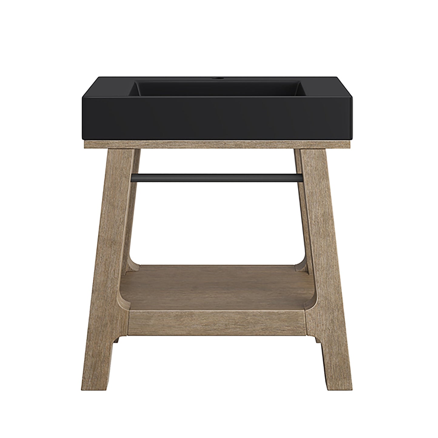 James Martin Vanities Auburn 32" Weathered Timber Sink Console With Black Matte Mineral Composite Top
