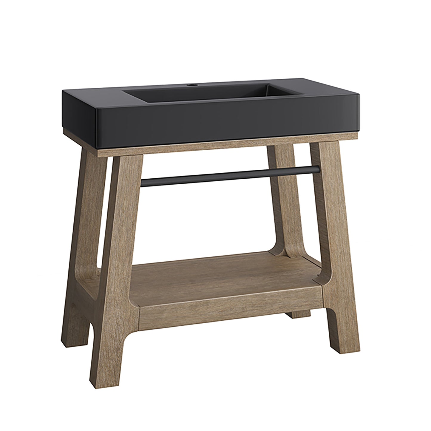 James Martin Vanities Auburn 36" Weathered Timber Sink Console With Black Matte Mineral Composite Top