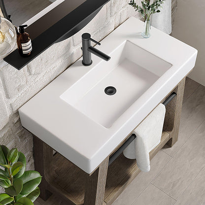 James Martin Vanities Auburn 36" Weathered Timber Sink Console With Glossy White Mineral Composite Top