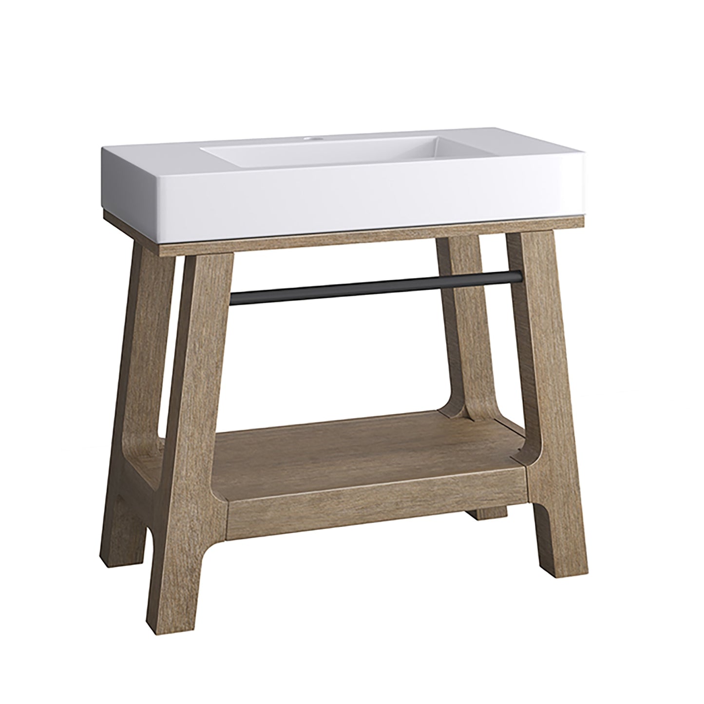 James Martin Vanities Auburn 36" Weathered Timber Sink Console With Glossy White Mineral Composite Top