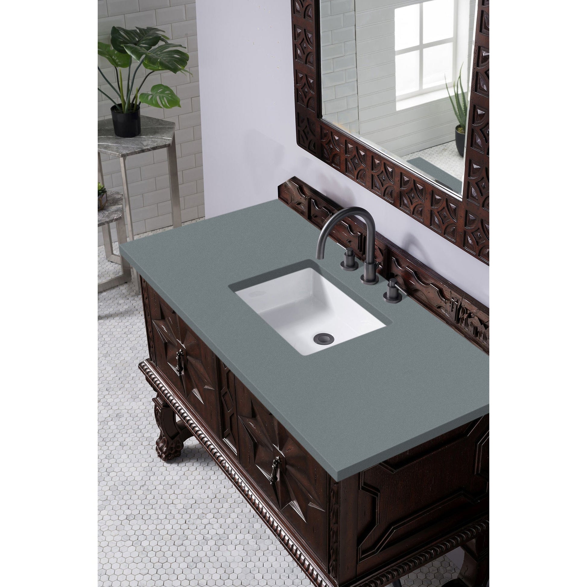 James Martin Vanities Balmoral 48" Antique Walnut Single Vanity Cabinet With 3cm Cala Blue Quartz Top