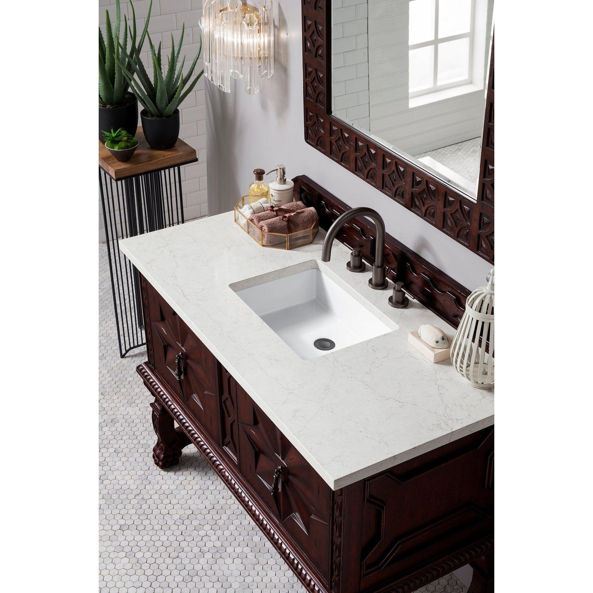 James Martin Vanities Balmoral 48" Antique Walnut Single Vanity Cabinet With 3cm Eternal Jasmine Pearl Quartz Top