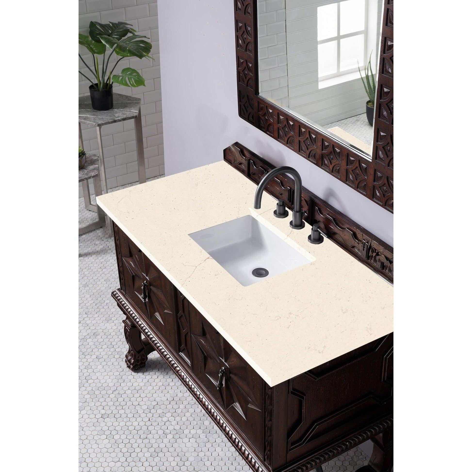 James Martin Vanities Balmoral 48" Antique Walnut Single Vanity Cabinet With 3cm Eternal Marfil Quartz Top