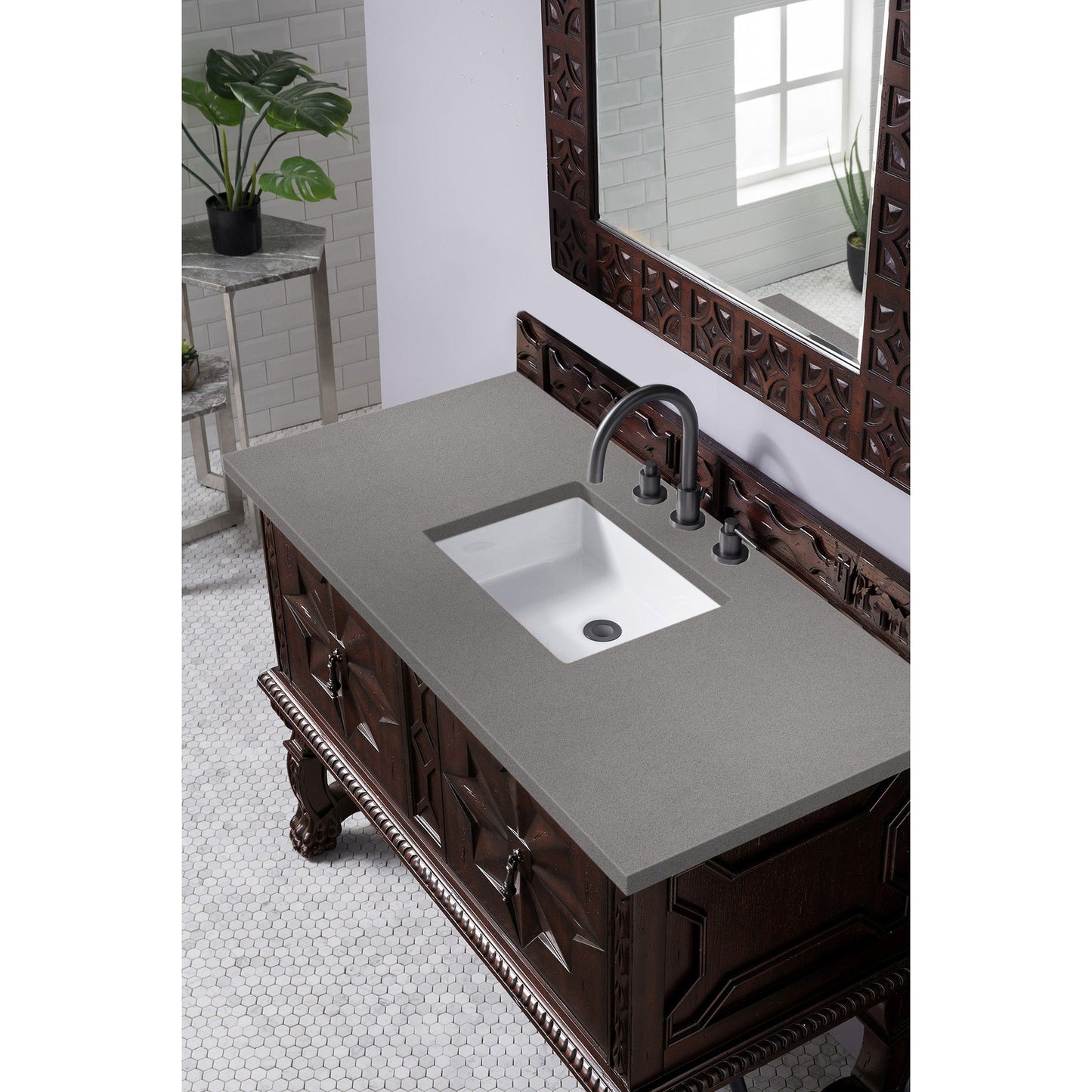 James Martin Vanities Balmoral 48" Antique Walnut Single Vanity Cabinet With 3cm Grey Expo Quartz Top