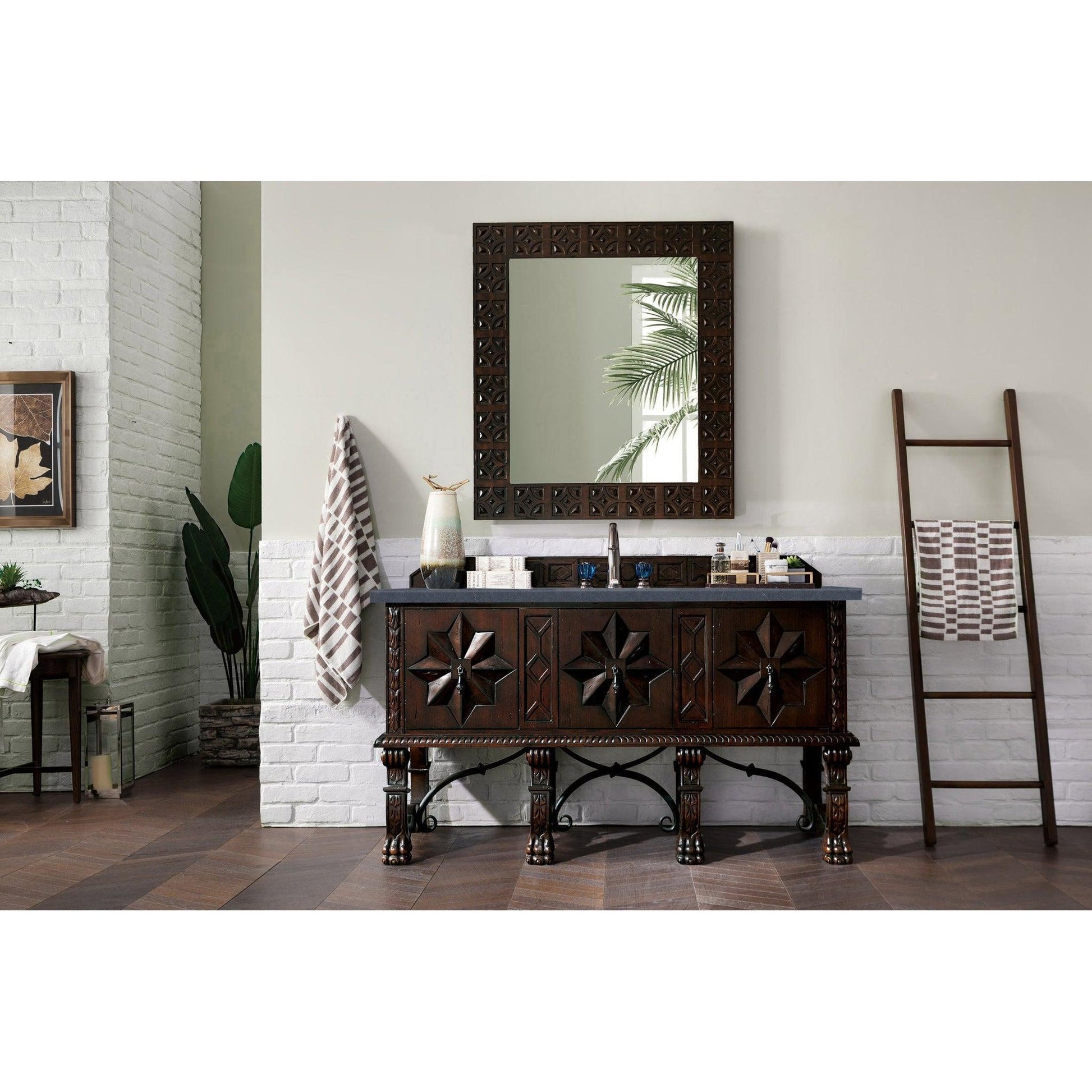 James Martin Vanities Balmoral 60" Antique Walnut Single Vanity Cabinet With 3cm Charcoal Soapstone Quartz Top