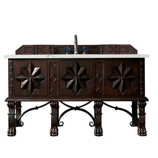 James Martin Vanities Balmoral 60" Antique Walnut Single Vanity Cabinet With 3cm Eternal Jasmine Pearl Quartz Top