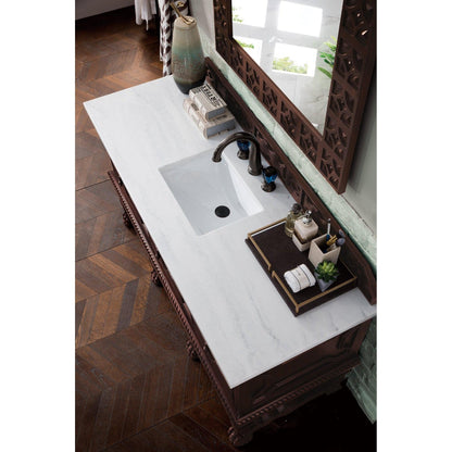 James Martin Vanities Balmoral 60" Antique Walnut Single Vanity With 3cm Arctic Fall Solid Surface Top