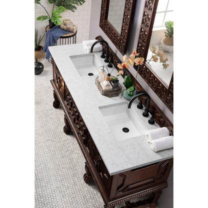 James Martin Vanities Balmoral 72" Antique Walnut Double Vanity Cabinet With 3cm Eternal Jasmine Pearl Quartz Top