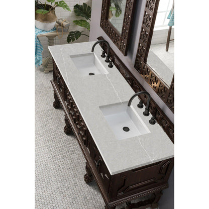 James Martin Vanities Balmoral 72" Antique Walnut Double Vanity Cabinet With 3cm Eternal Serena Quartz Top