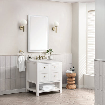 James Martin Vanities Breckenridge 30" Bright White Single Vanity With 3 cm Lime Delight Top